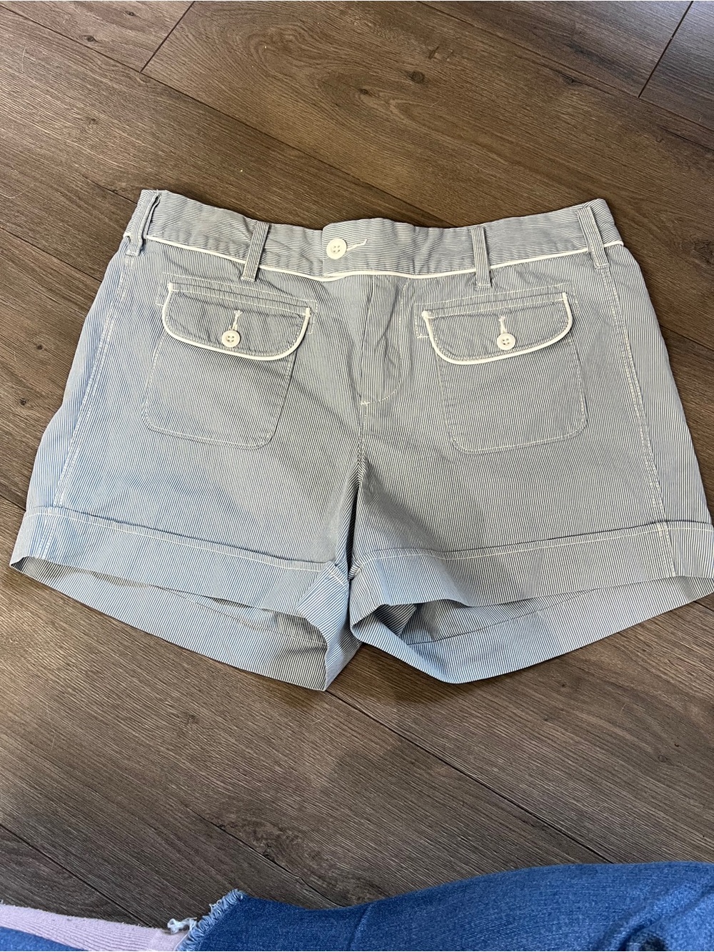 NWT Anthropologie Paper Boat Light Blue Womens Seersucker Shorts Size 10